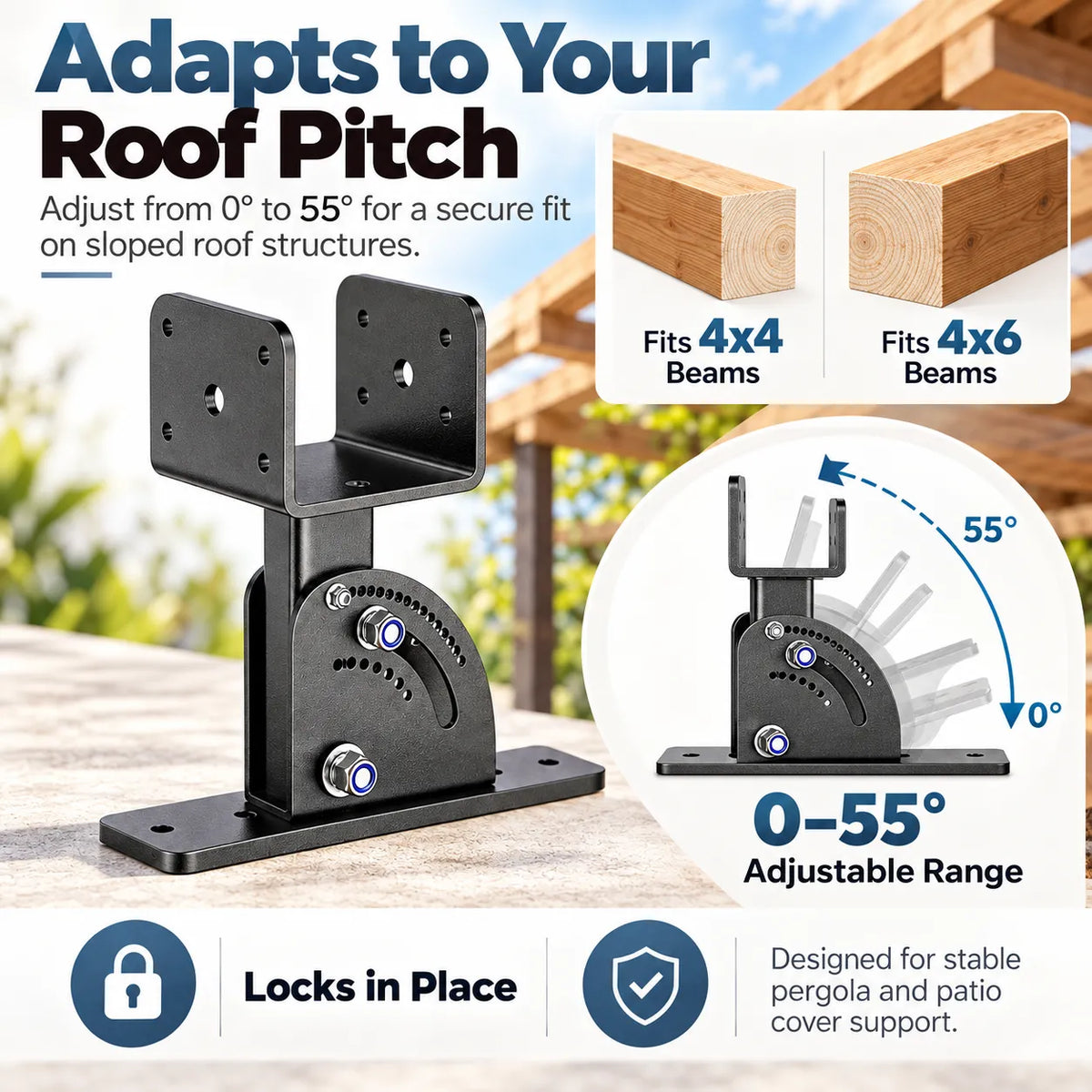 🎁Adjustable Roof Riser Brackets for Pergola & Outdoor Structures