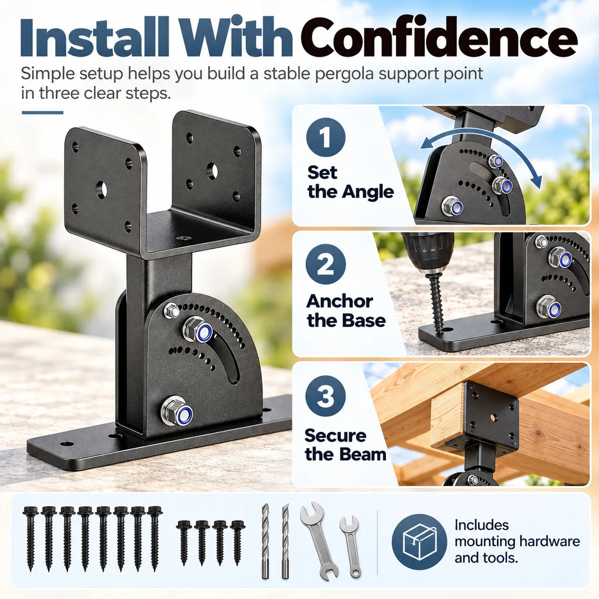 🎁Adjustable Roof Riser Brackets for Pergola & Outdoor Structures