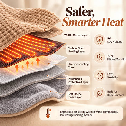 🎁USB Heated Blanket Shawl - 8-Zone Carbon Fiber Heating Throw