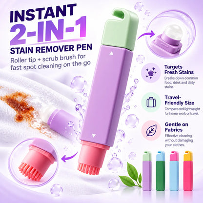 🎁Portable 2-in-1 Stain Remover Pen – Instant Spot Cleaner with Built-In Scrubbing Brush