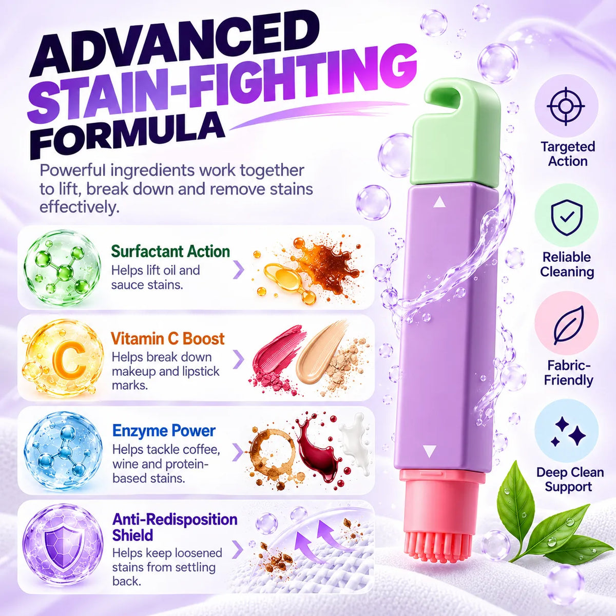 🎁Portable 2-in-1 Stain Remover Pen – Instant Spot Cleaner with Built-In Scrubbing Brush