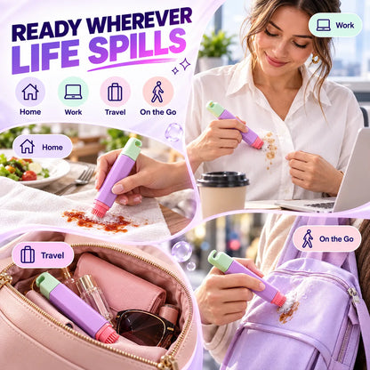 🎁Portable 2-in-1 Stain Remover Pen – Instant Spot Cleaner with Built-In Scrubbing Brush
