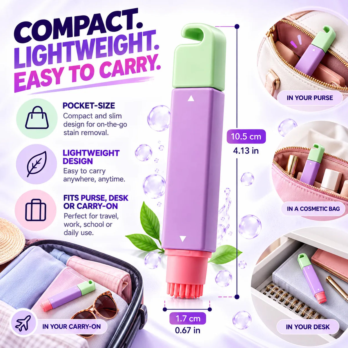 🎁Portable 2-in-1 Stain Remover Pen – Instant Spot Cleaner with Built-In Scrubbing Brush