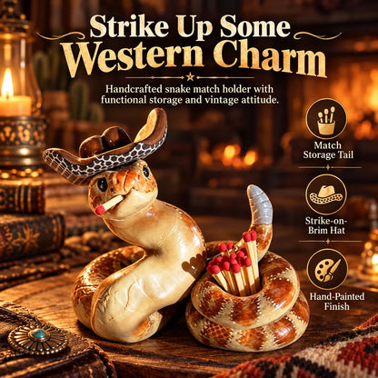 🎁Handcrafted Cowboy Snake Match Holder – Western Candle & Fireplace Decor