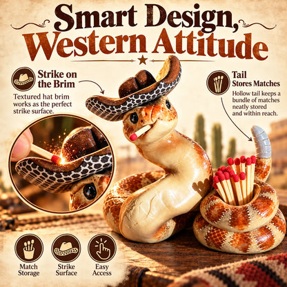 🎁Handcrafted Cowboy Snake Match Holder – Western Candle & Fireplace Decor
