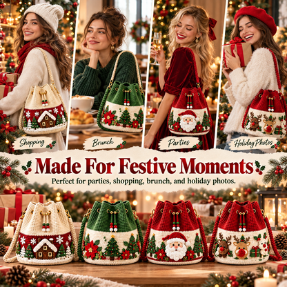 ❤️Handmade Christmas Crochet Bucket Bag