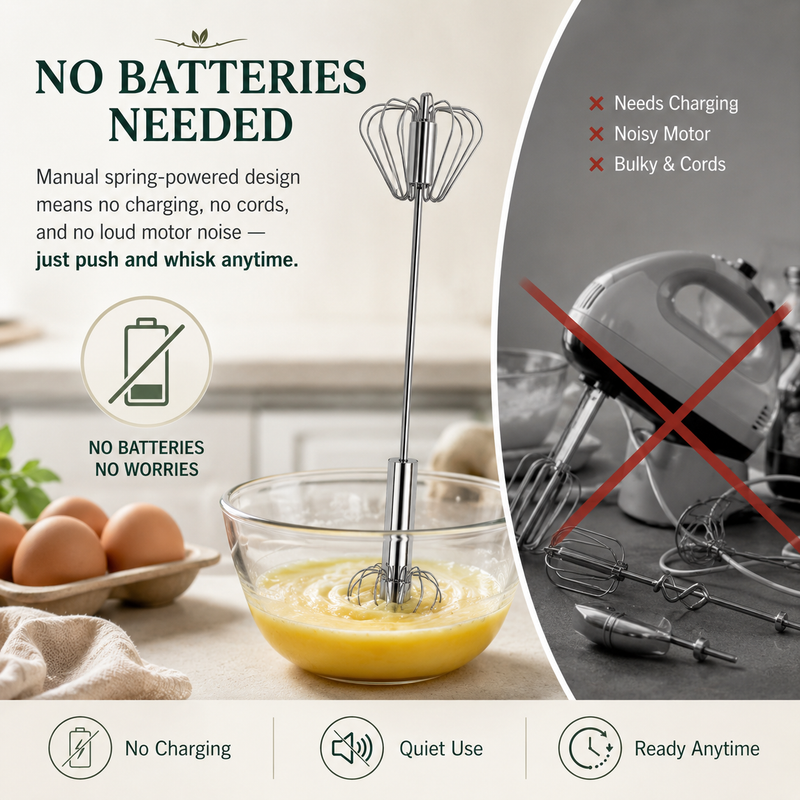 Spring-Powered Manual Design, No Charging or Batteries Required
