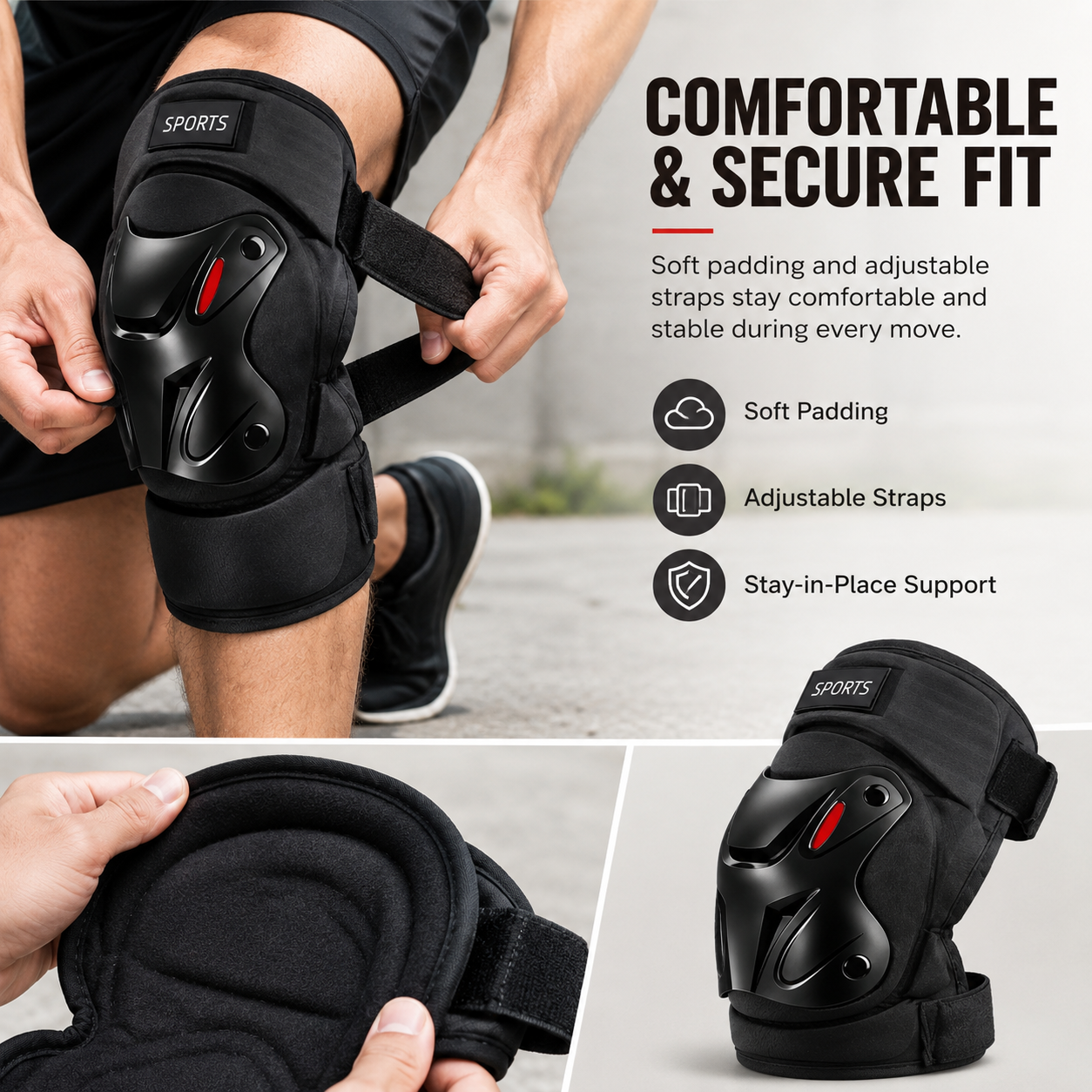 🚴1 Pair Heavy-Duty Sports Knee Pads | Protective Gear for Cycling, Skateboarding & Outdoor Sports