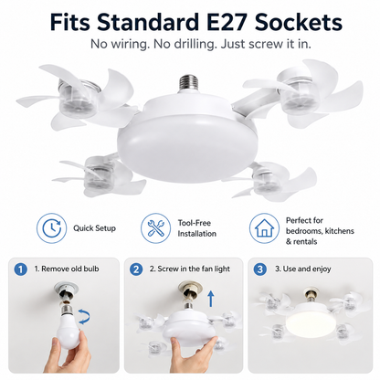 2-in-1 Drone Fan Light, Silent LED Ceiling Fan