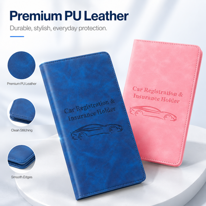 Car Registration & Insurance Card Holder – Magnetic Closure Vehicle Document Organizer Wallet