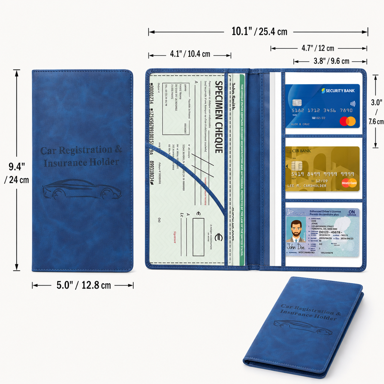 Car Registration & Insurance Card Holder – Magnetic Closure Vehicle Document Organizer Wallet