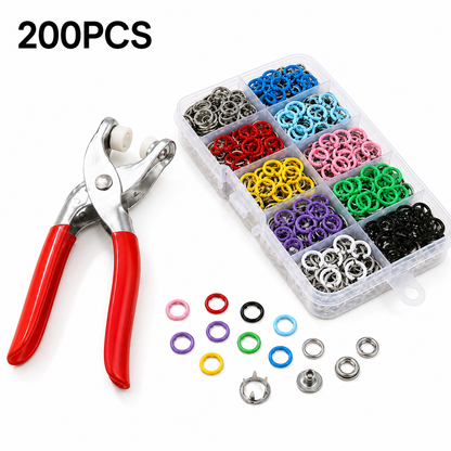 Colored Claw Snap Button Kit | Metal Buckles with Manual Snap Pliers