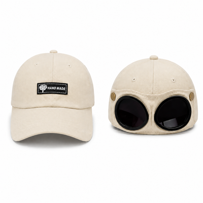 Unisex Baseball Cap Aviator Hat with Goggles Hip Hop Sport Snapback Cap