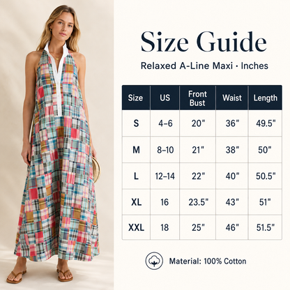 Damen Heritage Madras Neckholder-Maxikleid
