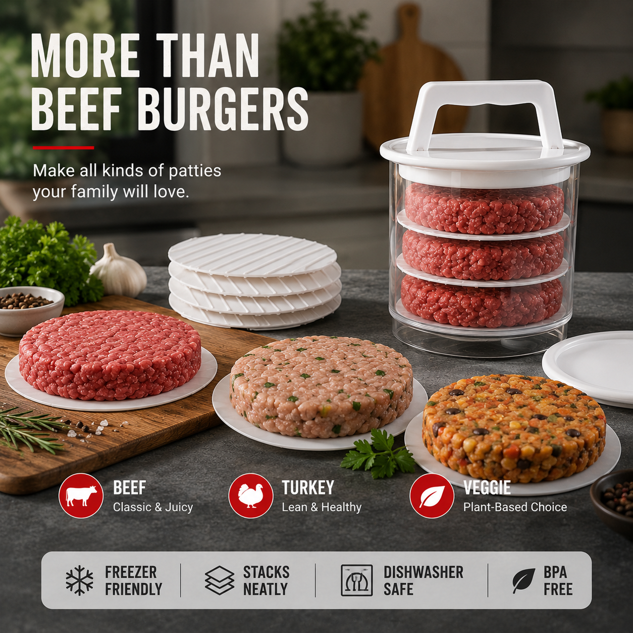 Burger Patty Press Kit – Shape, Stack & Store