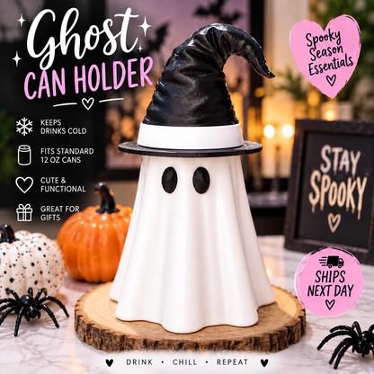 Halloween witch hat ghost Can Holder 12oz