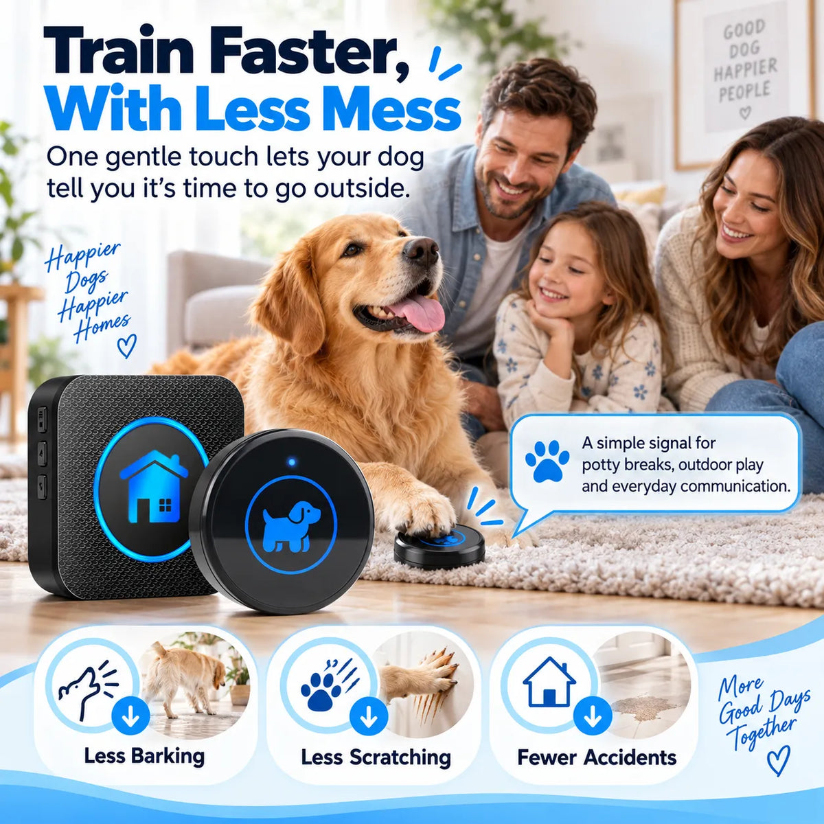 🎁Easy-Touch Wireless Dog Doorbell for Potty Training