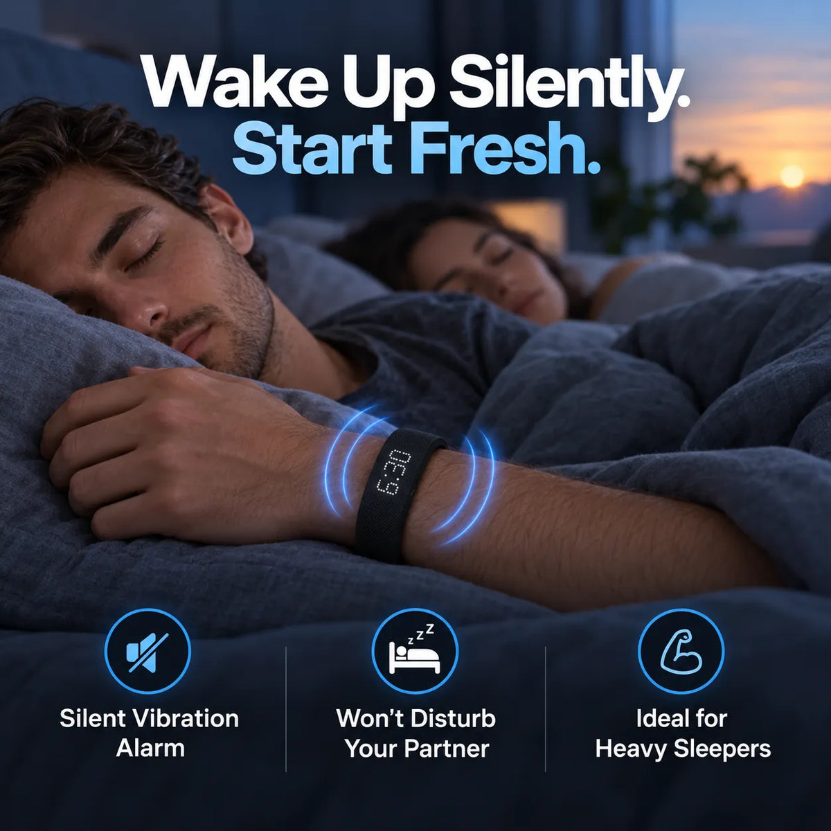 🎁Silent Vibration Alarm Clock – Wearable Wake-Up Band for Heavy Sleepers