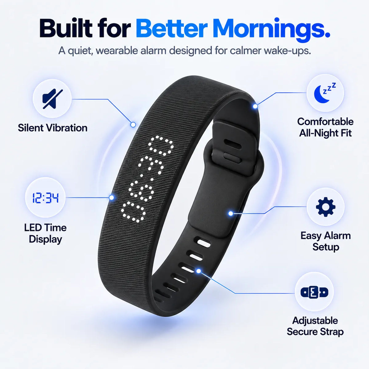 🎁Silent Vibration Alarm Clock – Wearable Wake-Up Band for Heavy Sleepers