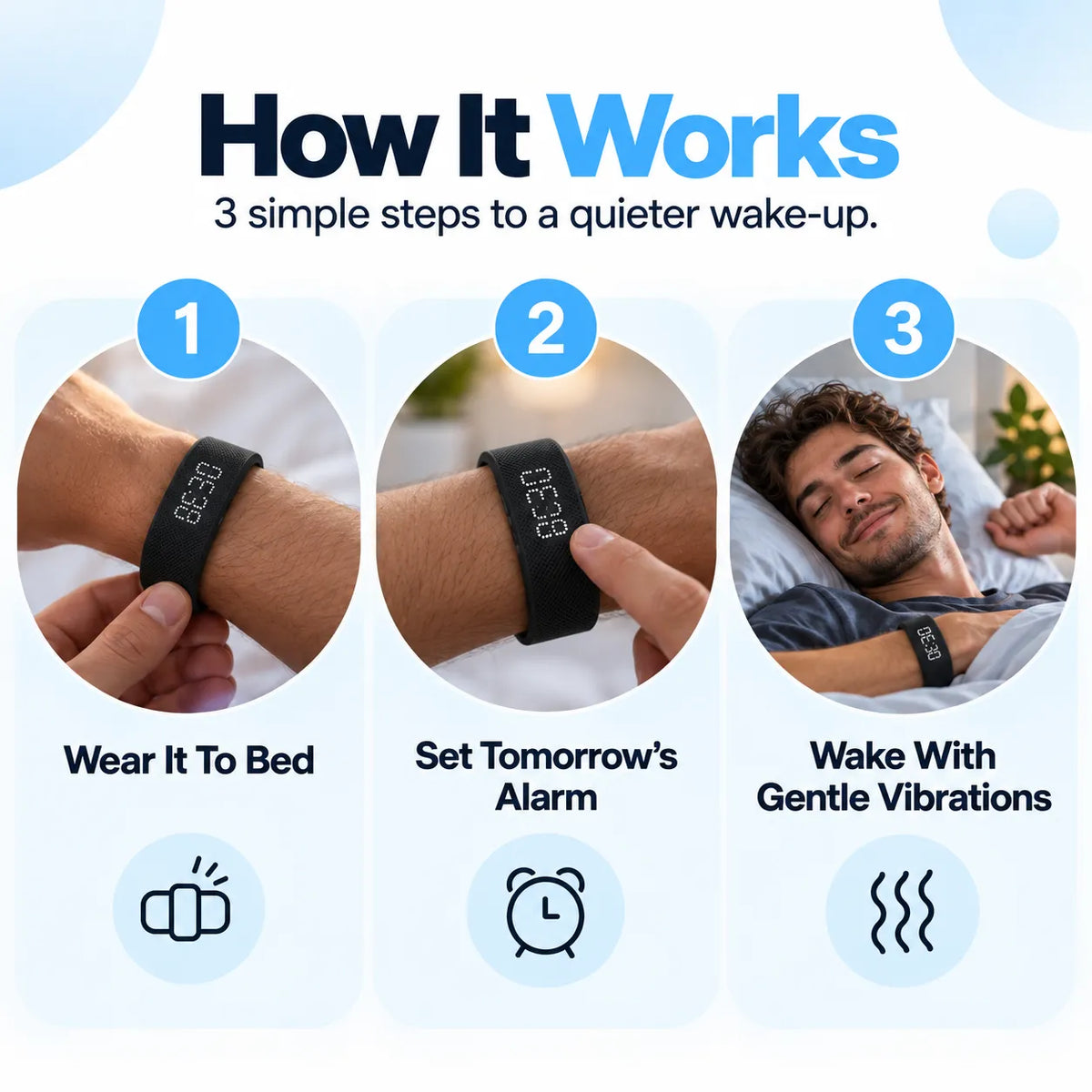 🎁Silent Vibration Alarm Clock – Wearable Wake-Up Band for Heavy Sleepers