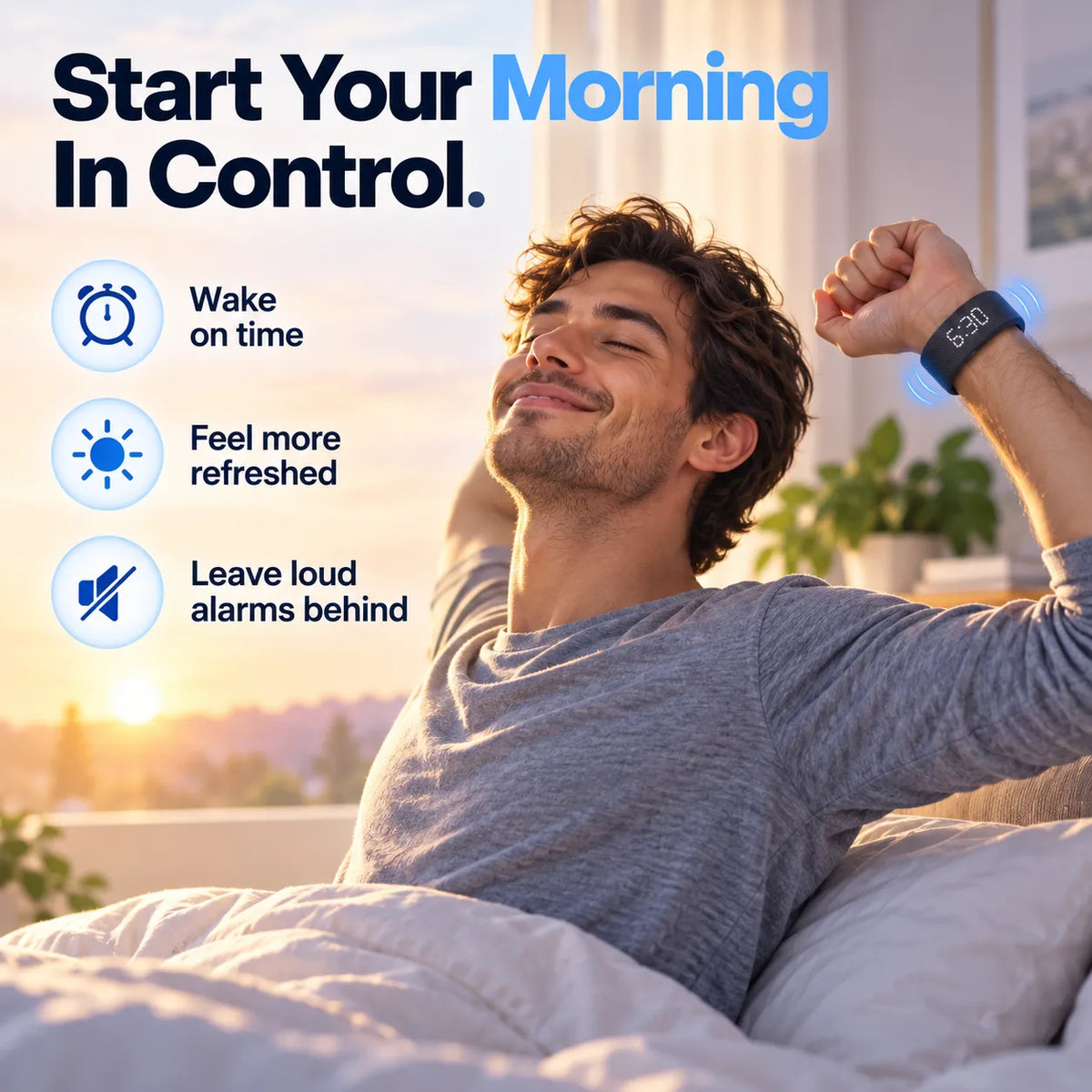 🎁Silent Vibration Alarm Clock – Wearable Wake-Up Band for Heavy Sleepers