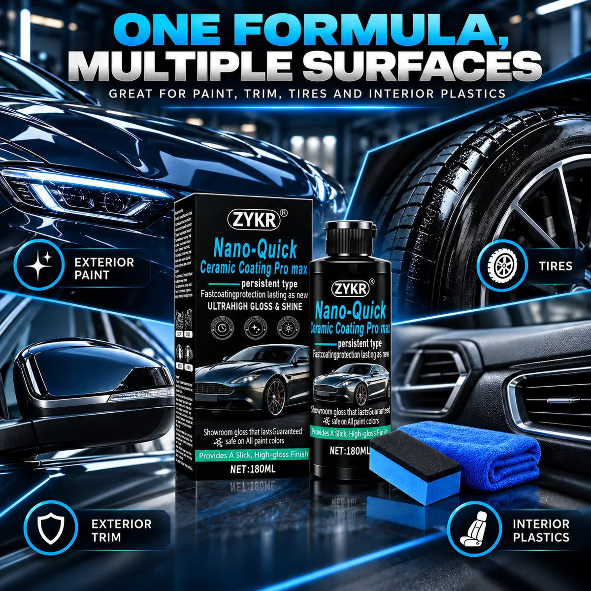 🎁Nano Ceramic Car Coating – High Gloss Hydrophobic Paint Sealant