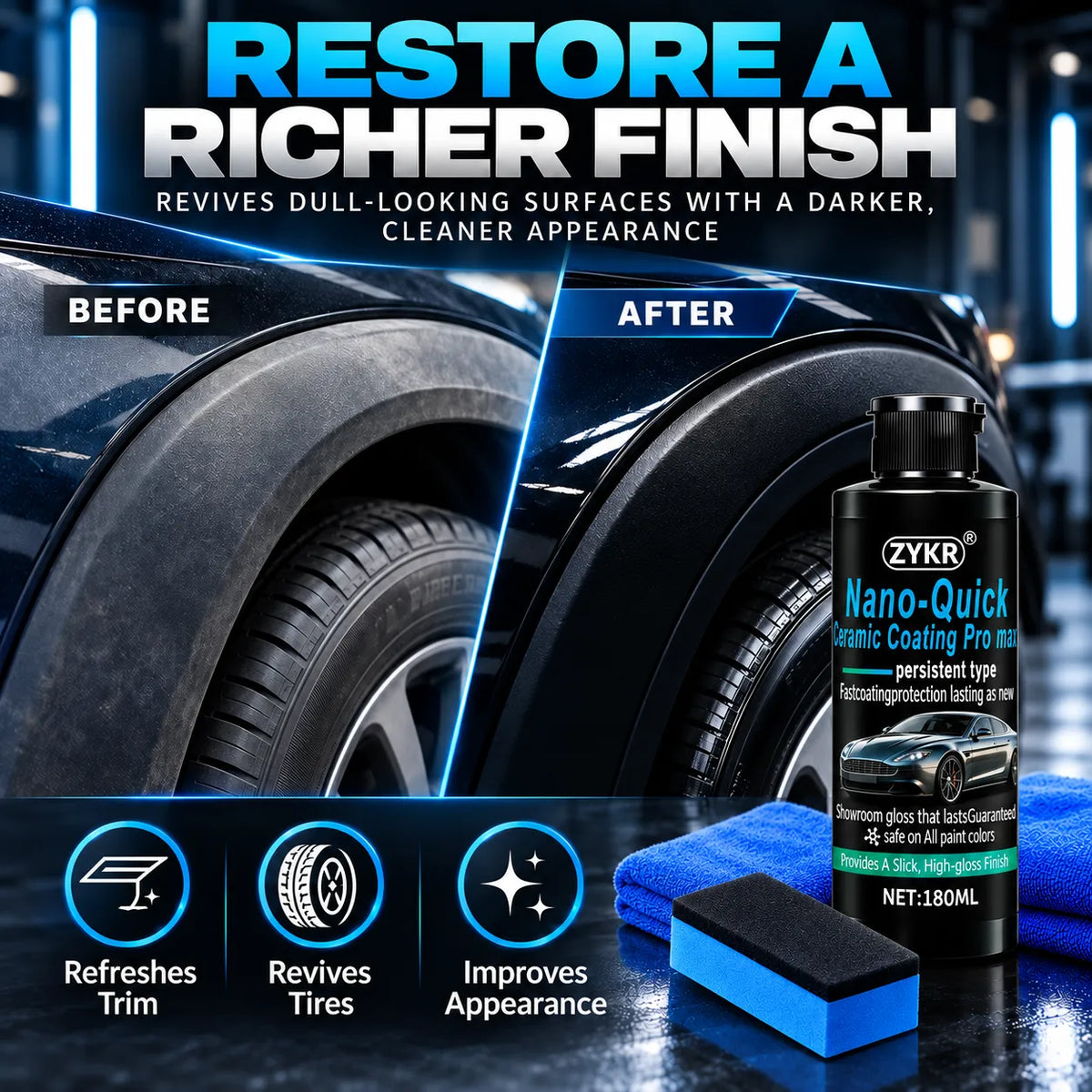 🎁Nano Ceramic Car Coating – High Gloss Hydrophobic Paint Sealant