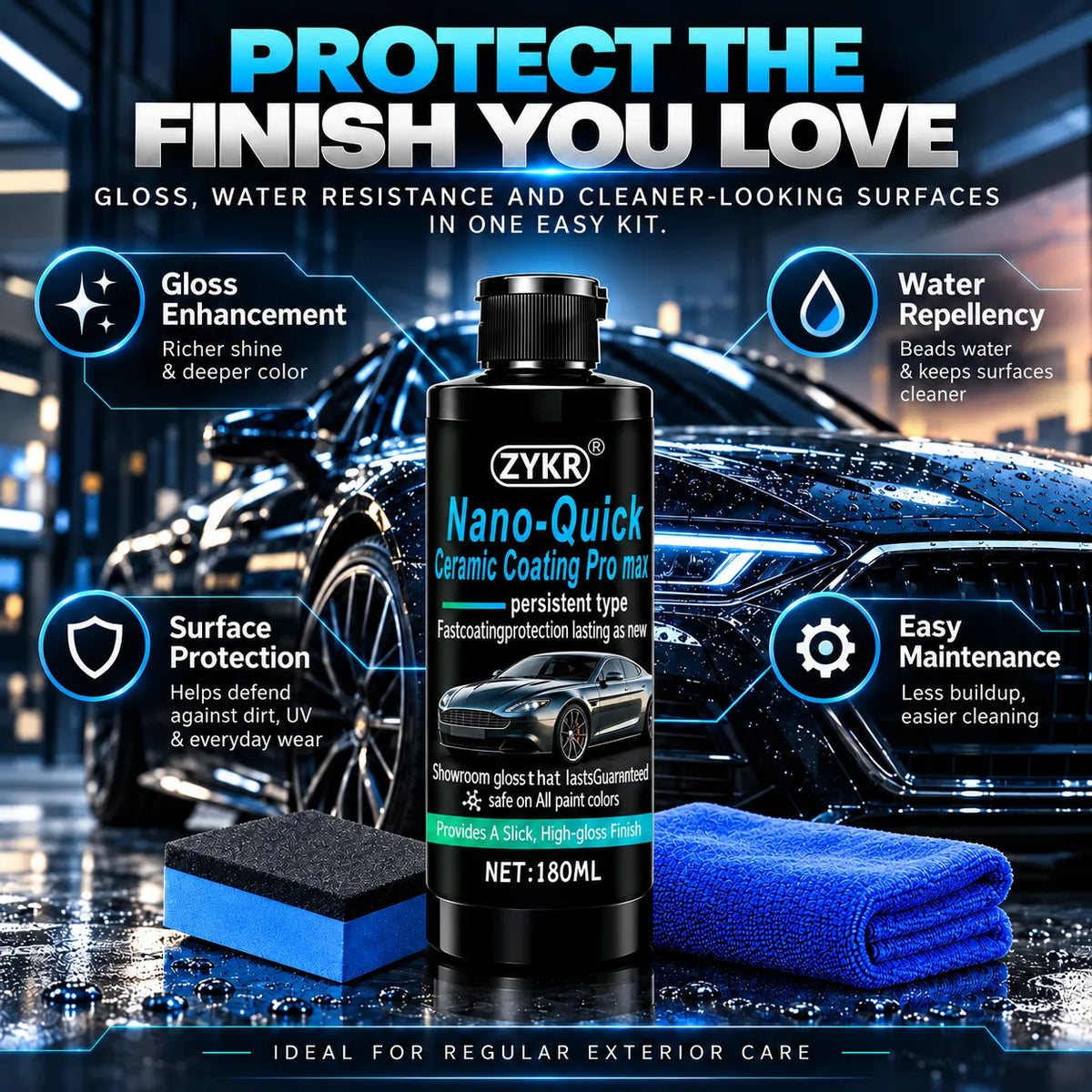 🎁Nano Ceramic Car Coating – High Gloss Hydrophobic Paint Sealant