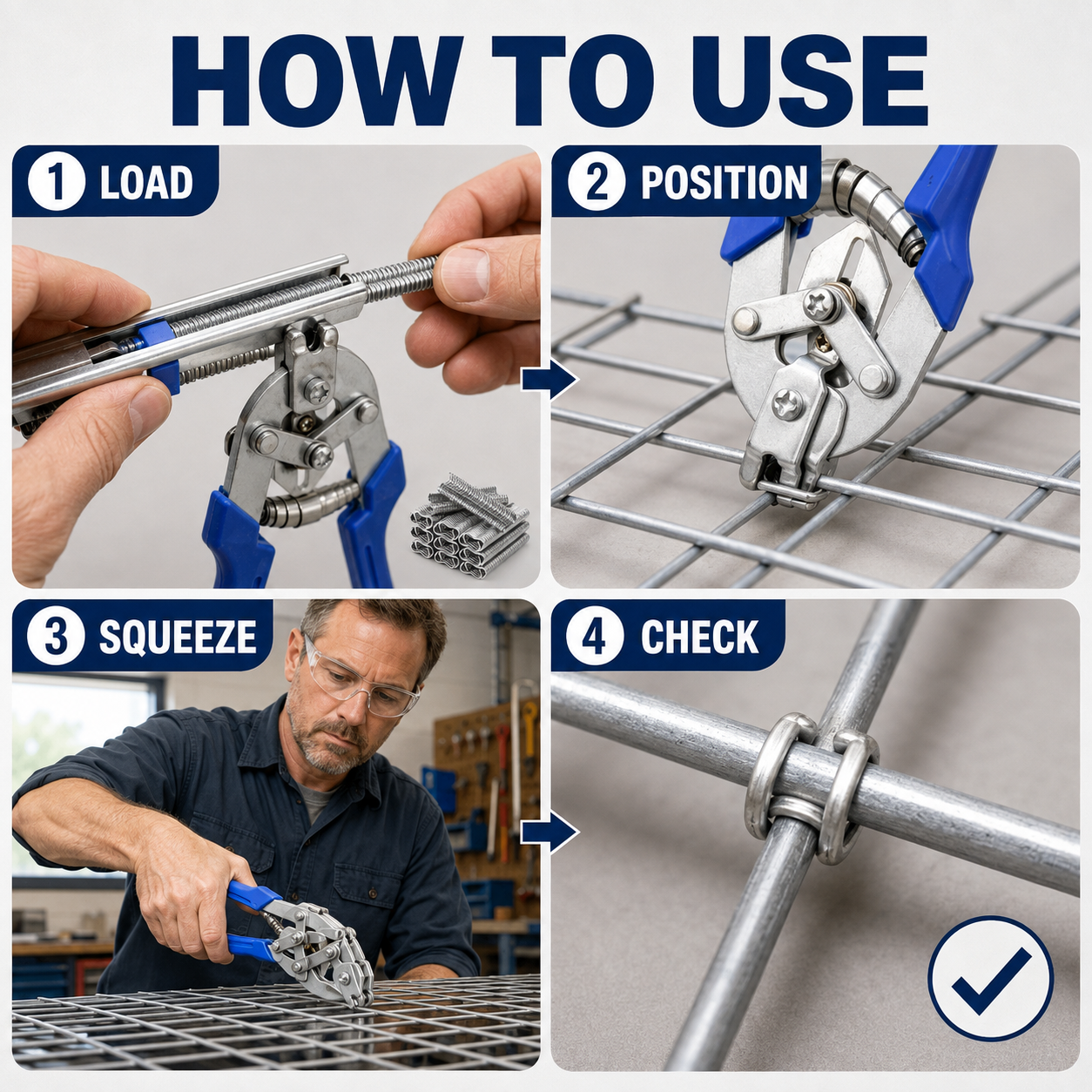 M-Type Hog Ring Pliers Kit with 1,200 Clips