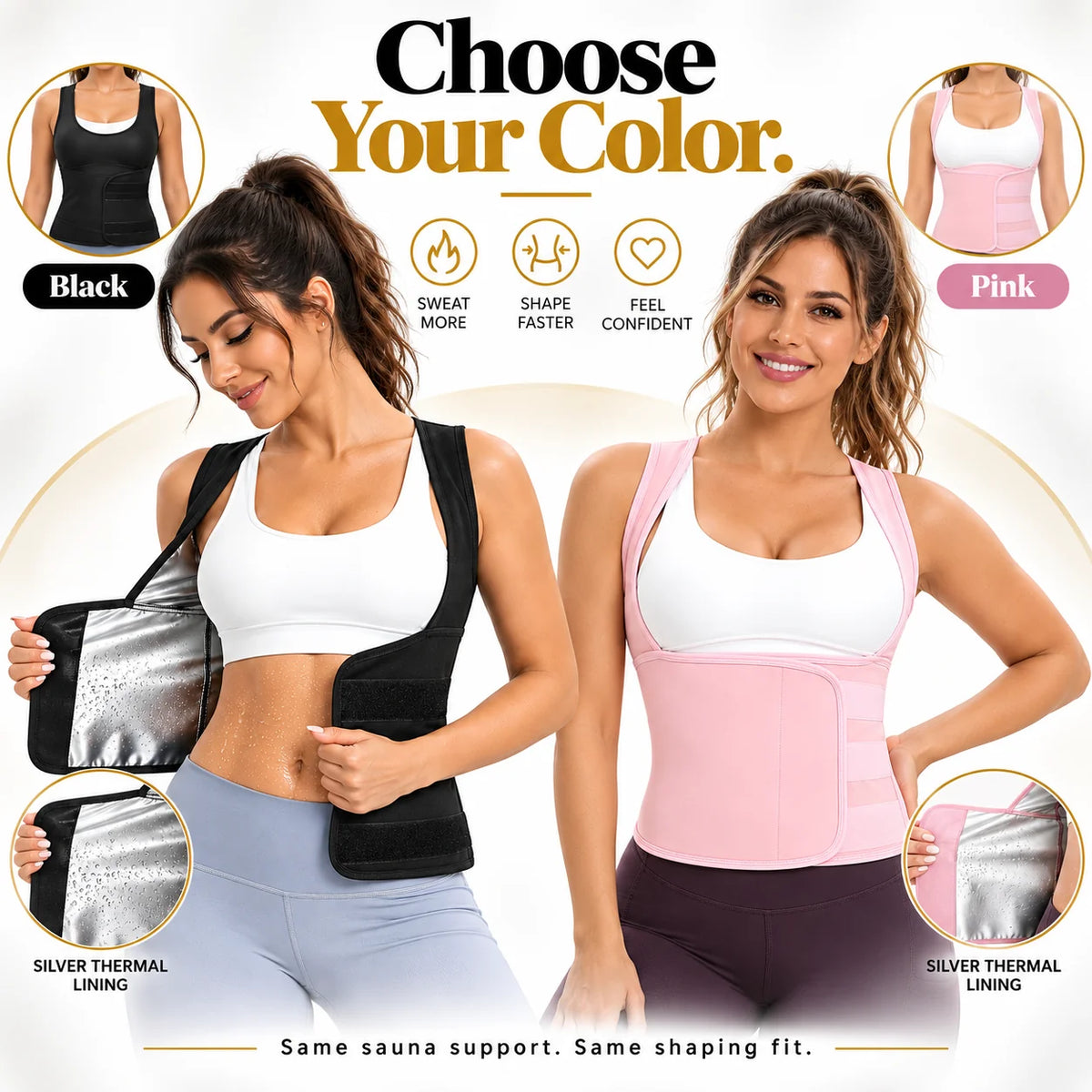 Women's Sweat Compression Shapewear Vest With Sculpting Fit