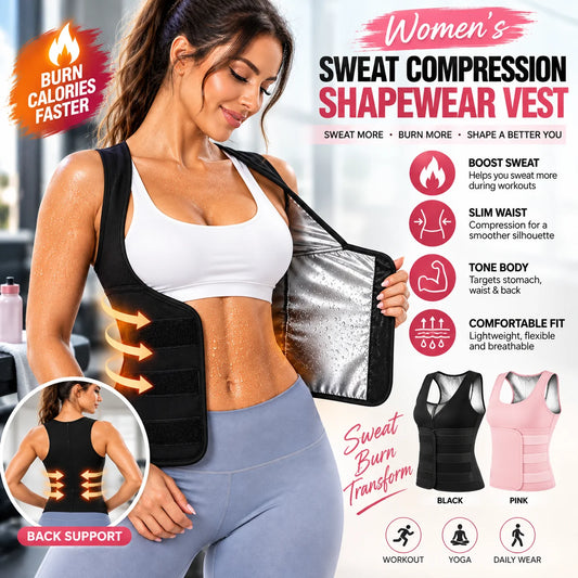 Women's Sweat Compression Shapewear Vest With Sculpting Fit
