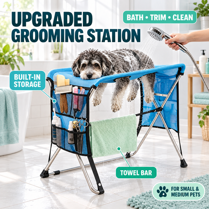 2-in-1 Foldable Pet Grooming Station with Stand