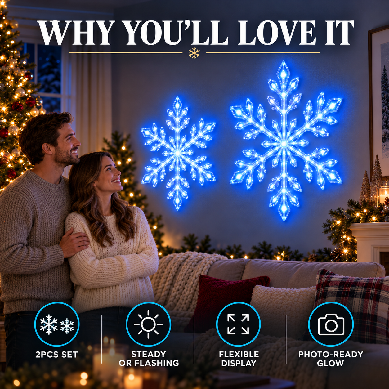 ❄️ 4PCS LED Snowflake Wall Light Set