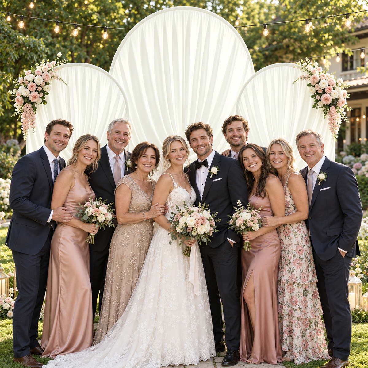 6FT/7.2FT Ruched Wedding Arch Backdrop Cover