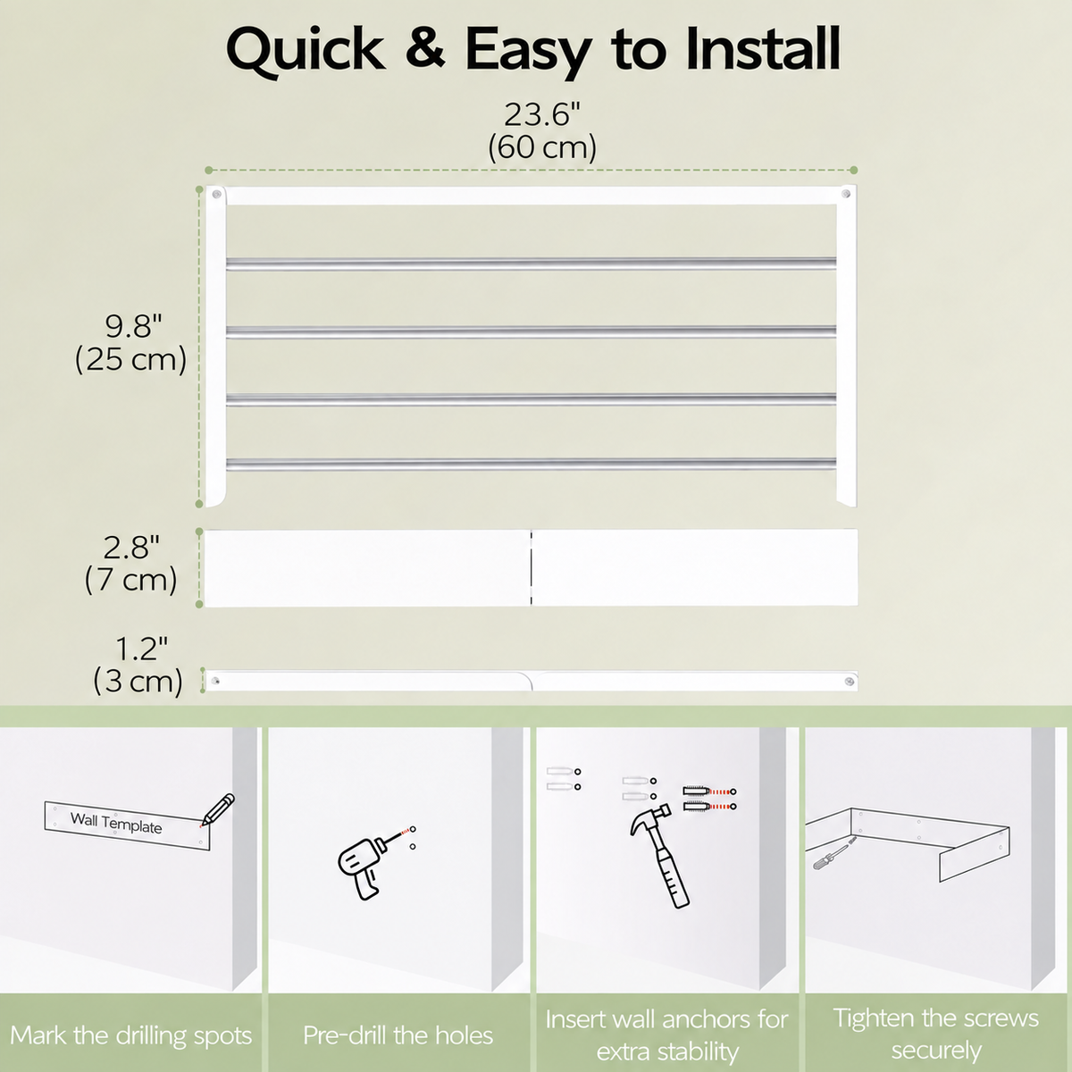 Foldable Wall-Mounted Clothes Drying Rack