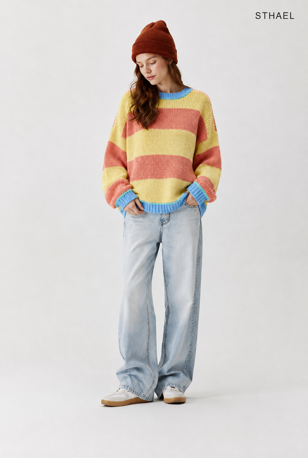 Women's Color Block Oversized Knit Sweater