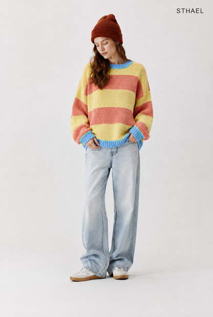 Women's Color Block Oversized Knit Sweater