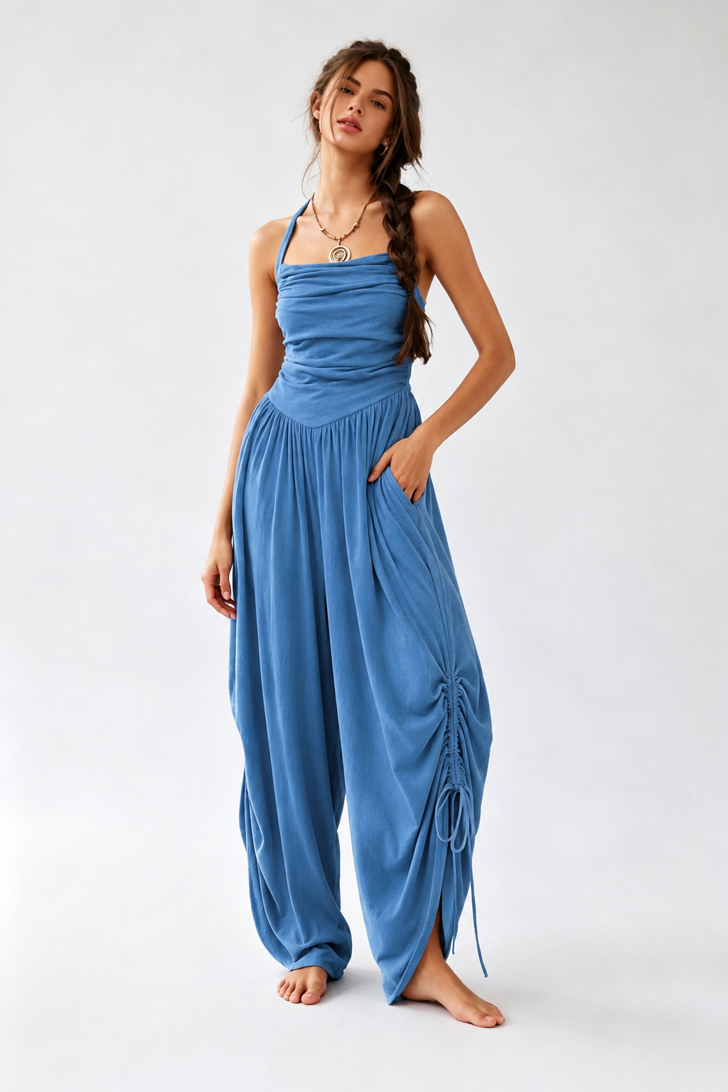 Women's Square Neck Wide-Leg Jumpsuit