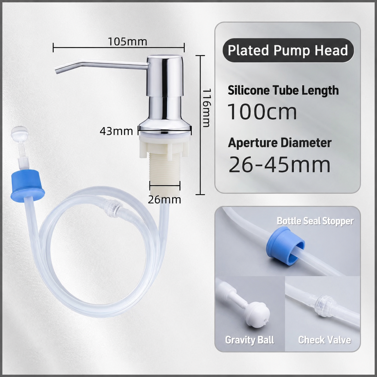 39" No-Refill Kitchen Sink Soap Dispenser with Extension Tube Kit