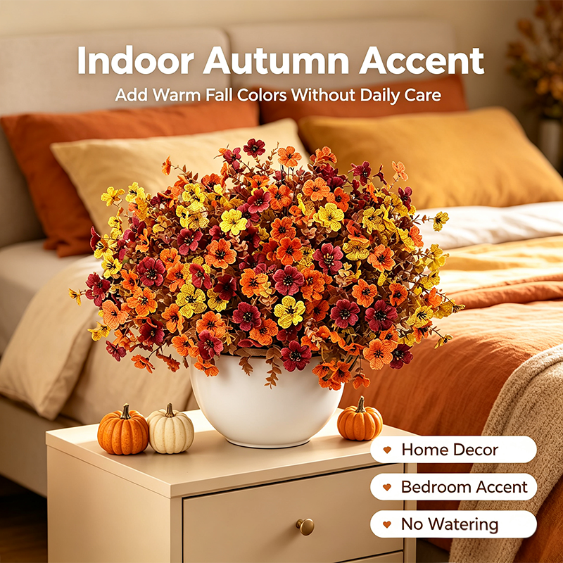 Fall Artificial Flower Halloween 12pcs. UV Resistant Colorful Fake Flower🍂