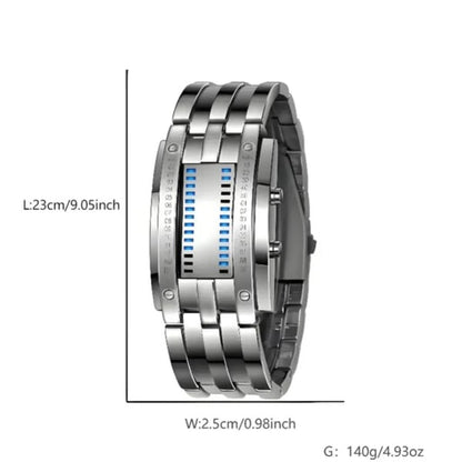 ⌚ Binary LED Square Watch – Stainless Steel Band | Unisex