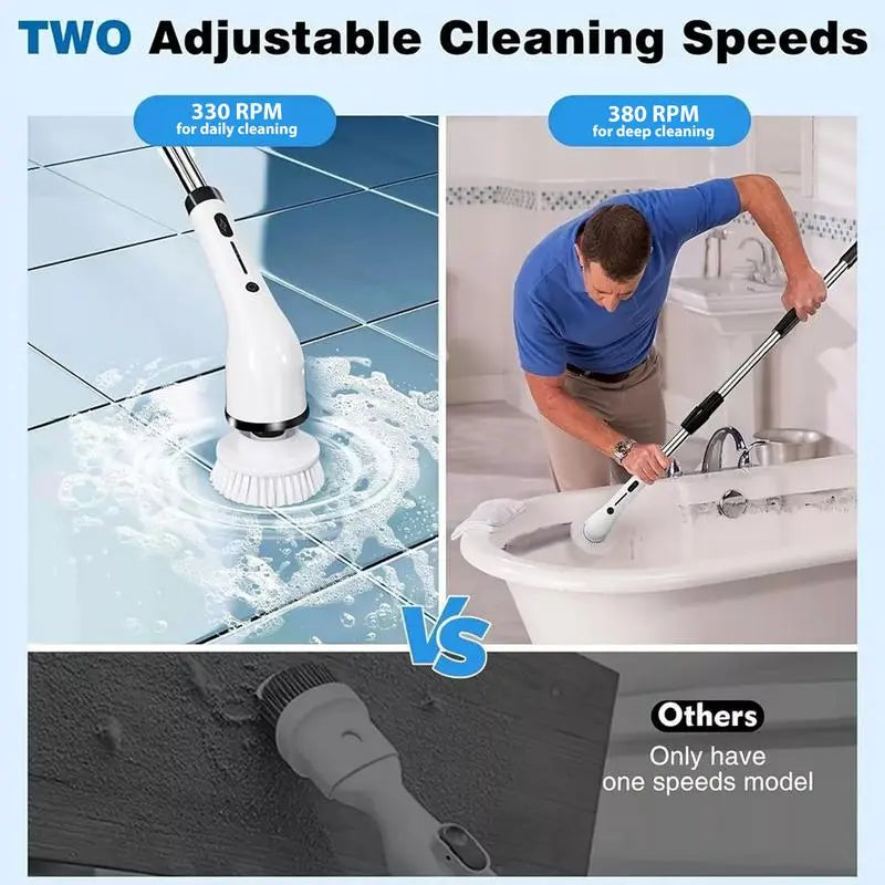 🚿✨ Cordless Power Scrubber – Extendable Handle, Long Battery Life, for Bathroom & Kitchen