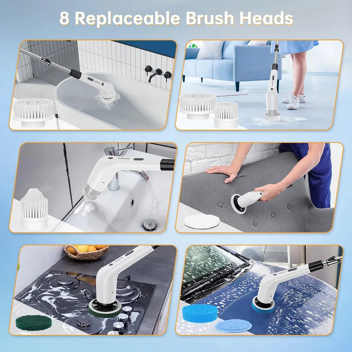 🚿✨ Cordless Power Scrubber – Extendable Handle, Long Battery Life, for Bathroom & Kitchen