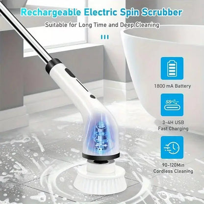 🚿✨ Cordless Power Scrubber – Extendable Handle, Long Battery Life, for Bathroom & Kitchen