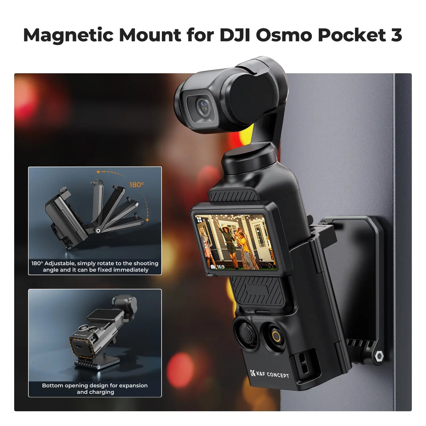 📷🧲 Adjustable Magnetic Mount for DJI Osmo Pocket 3 – Desktop Stand + Multi-Function Adapter