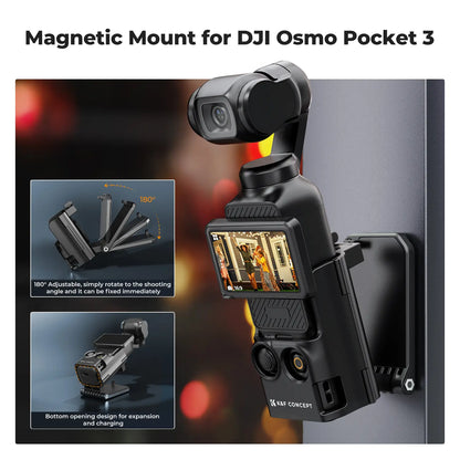 📷🧲 Adjustable Magnetic Mount for DJI Osmo Pocket 3 – Desktop Stand + Multi-Function Adapter