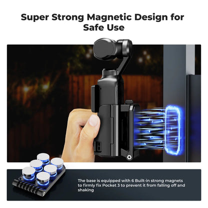 📷🧲 Adjustable Magnetic Mount for DJI Osmo Pocket 3 – Desktop Stand + Multi-Function Adapter