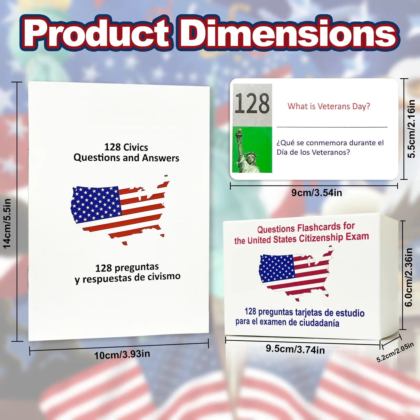 📚 2026 US Citizenship Flash Cards (Spanish/English) – 128 USCIS Questions & Answers by STICQUE