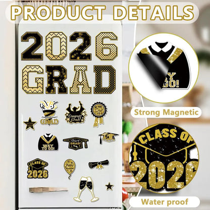 🎓 PSLEE 20Pcs Graduation Magnets 2026 – Congrats Grad Cap, for Cruise Door/Car/Fridge