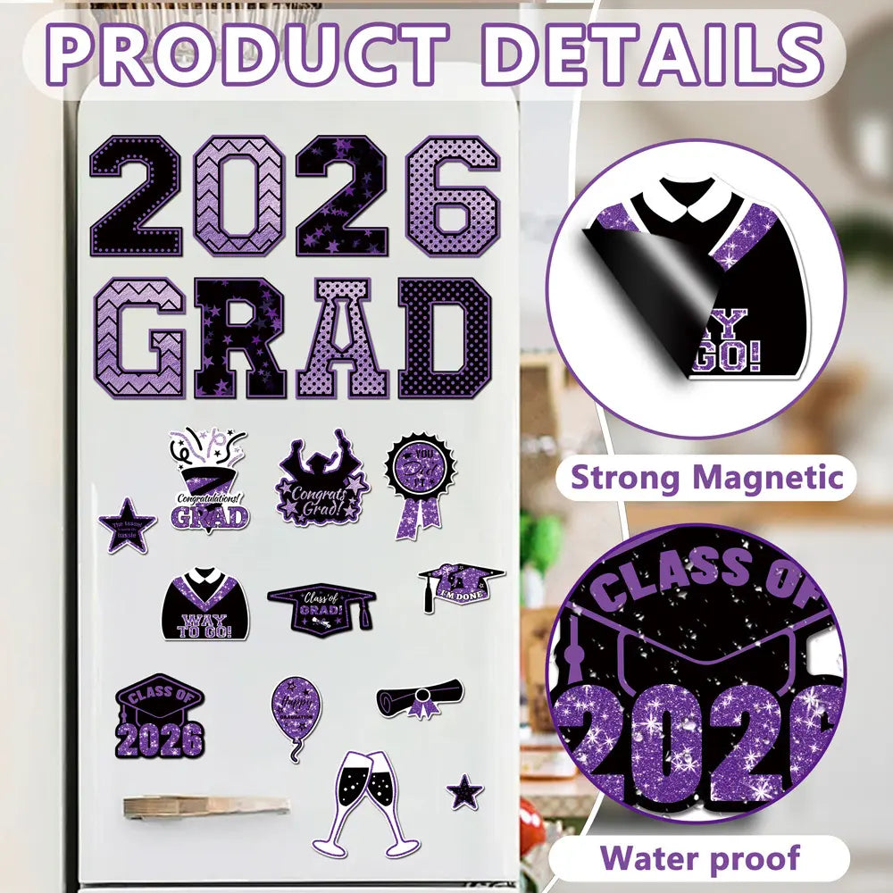 🎓 PSLEE 20Pcs Graduation Magnets 2026 – Congrats Grad Cap, for Cruise Door/Car/Fridge
